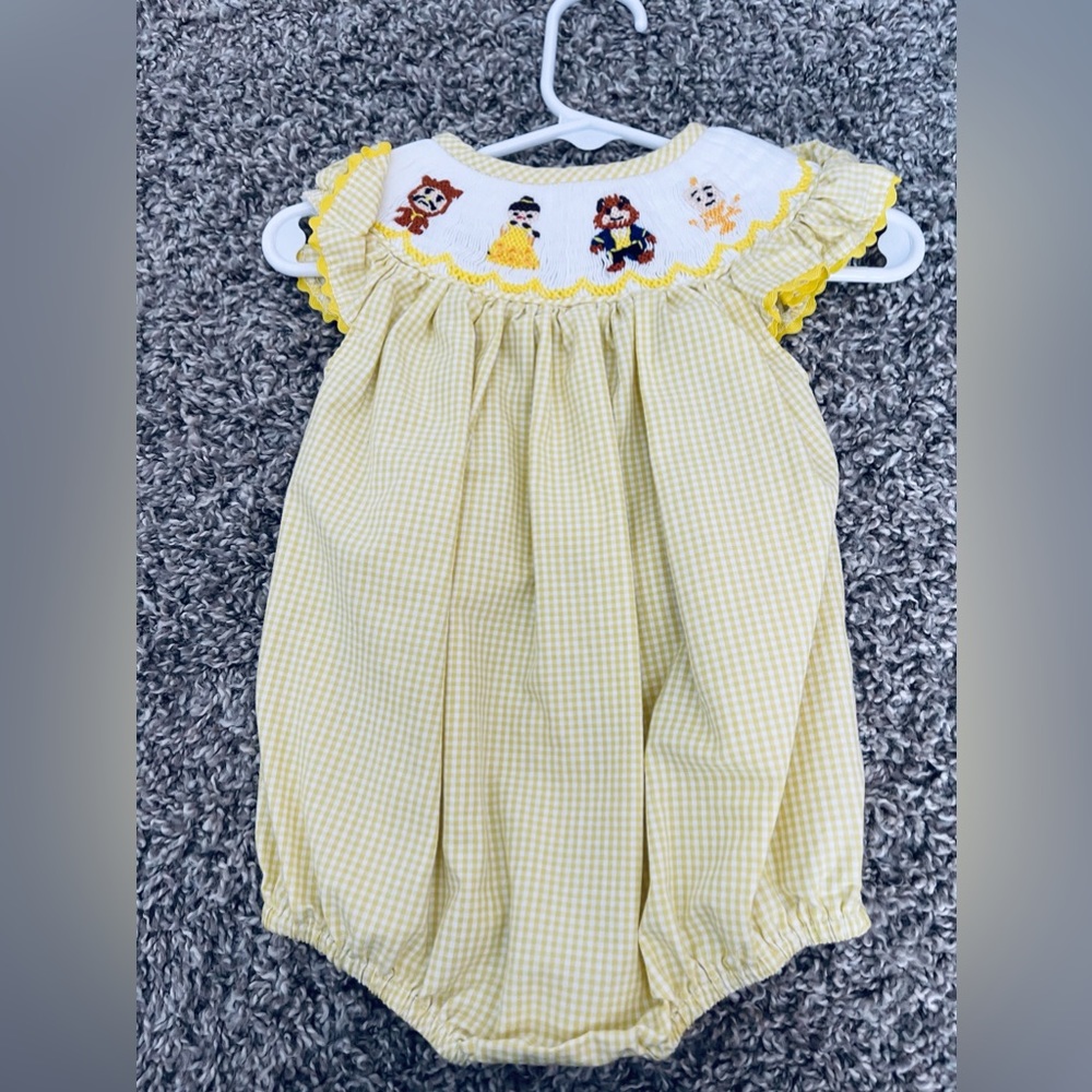 Beauty & the Beast Smocked Romper - 6 months